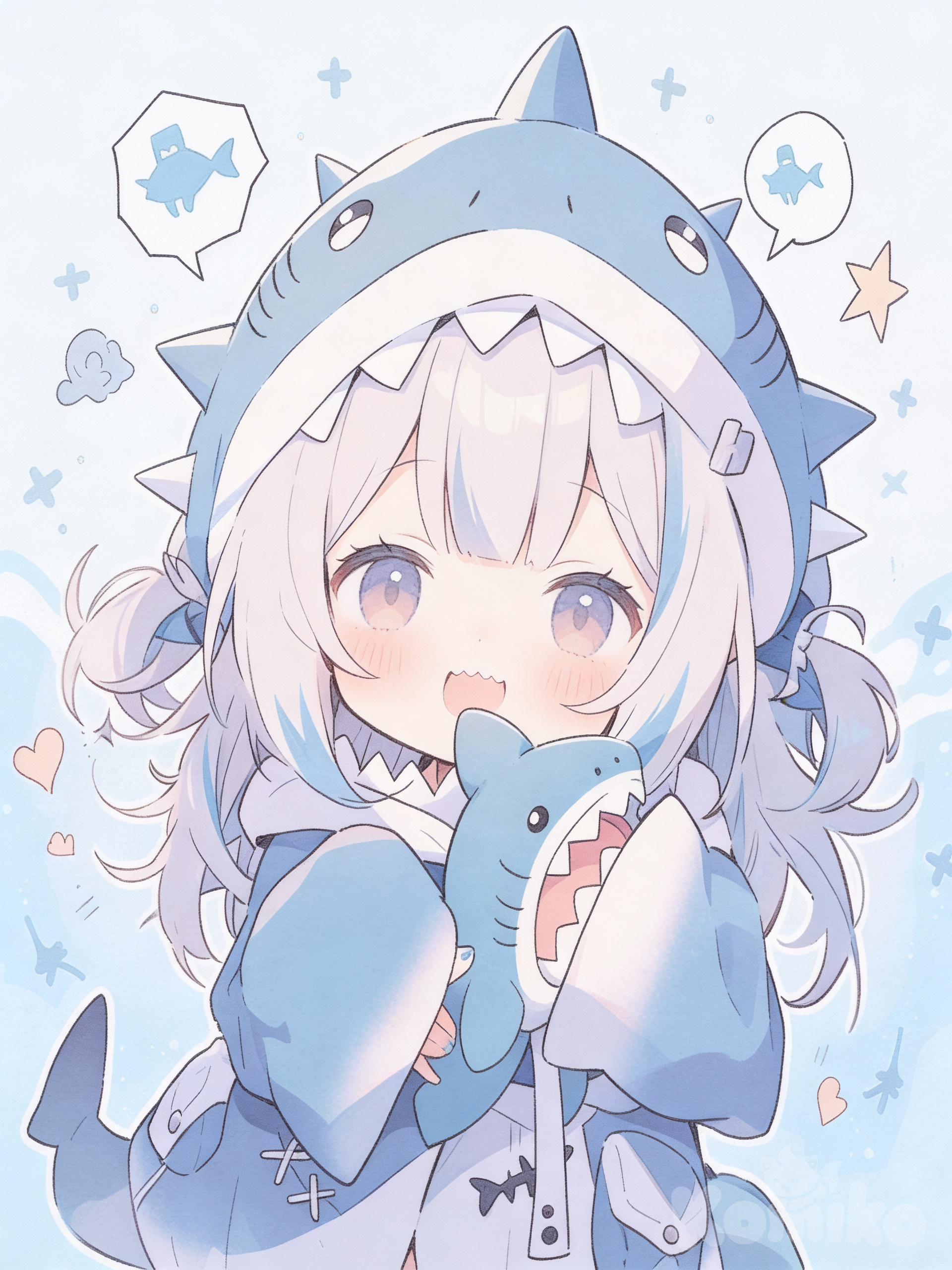 shark girl selfie