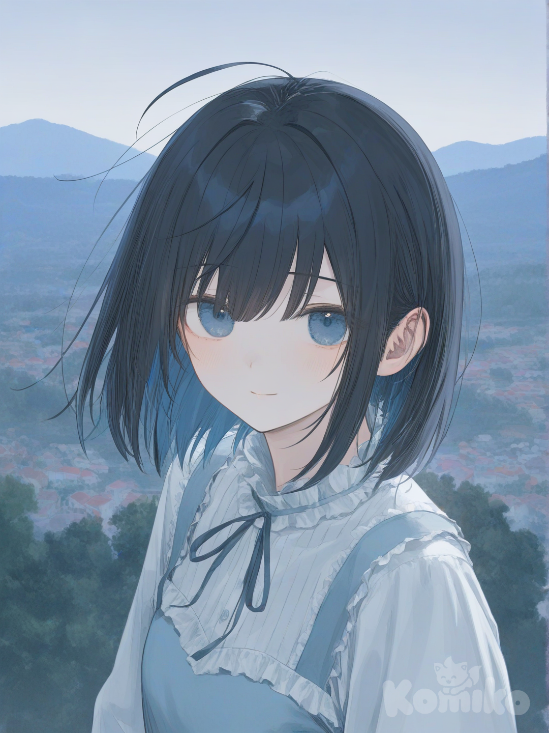 selfie above the village