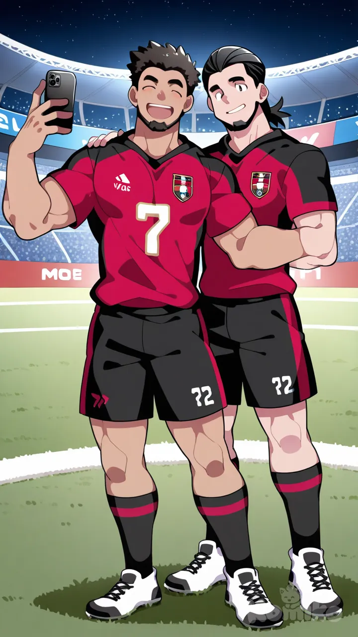 Con mi compa en el fútbol