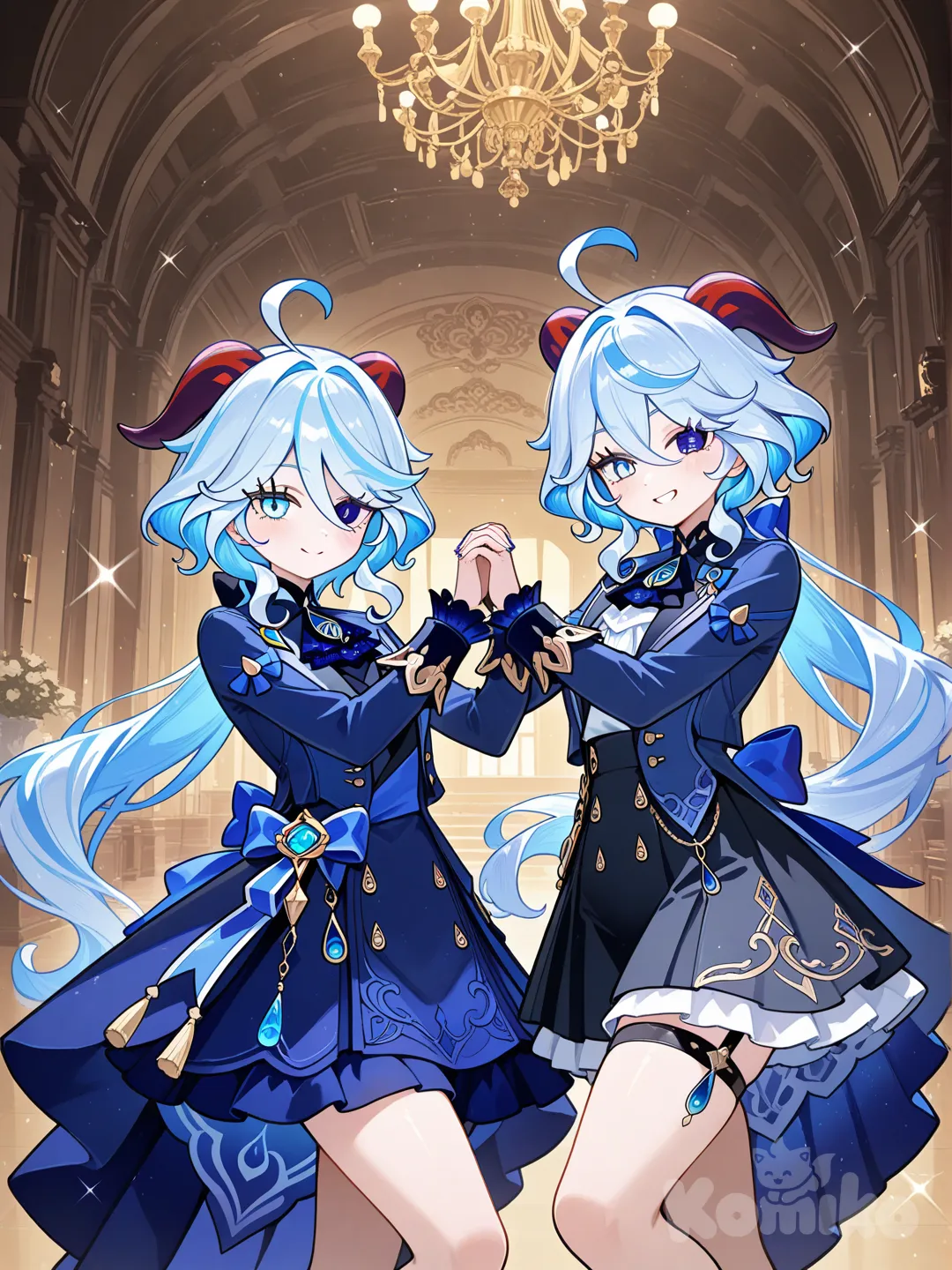 @Ganyu_(Genshin_Impact), @Furina_(Genshin_Impact), dancing