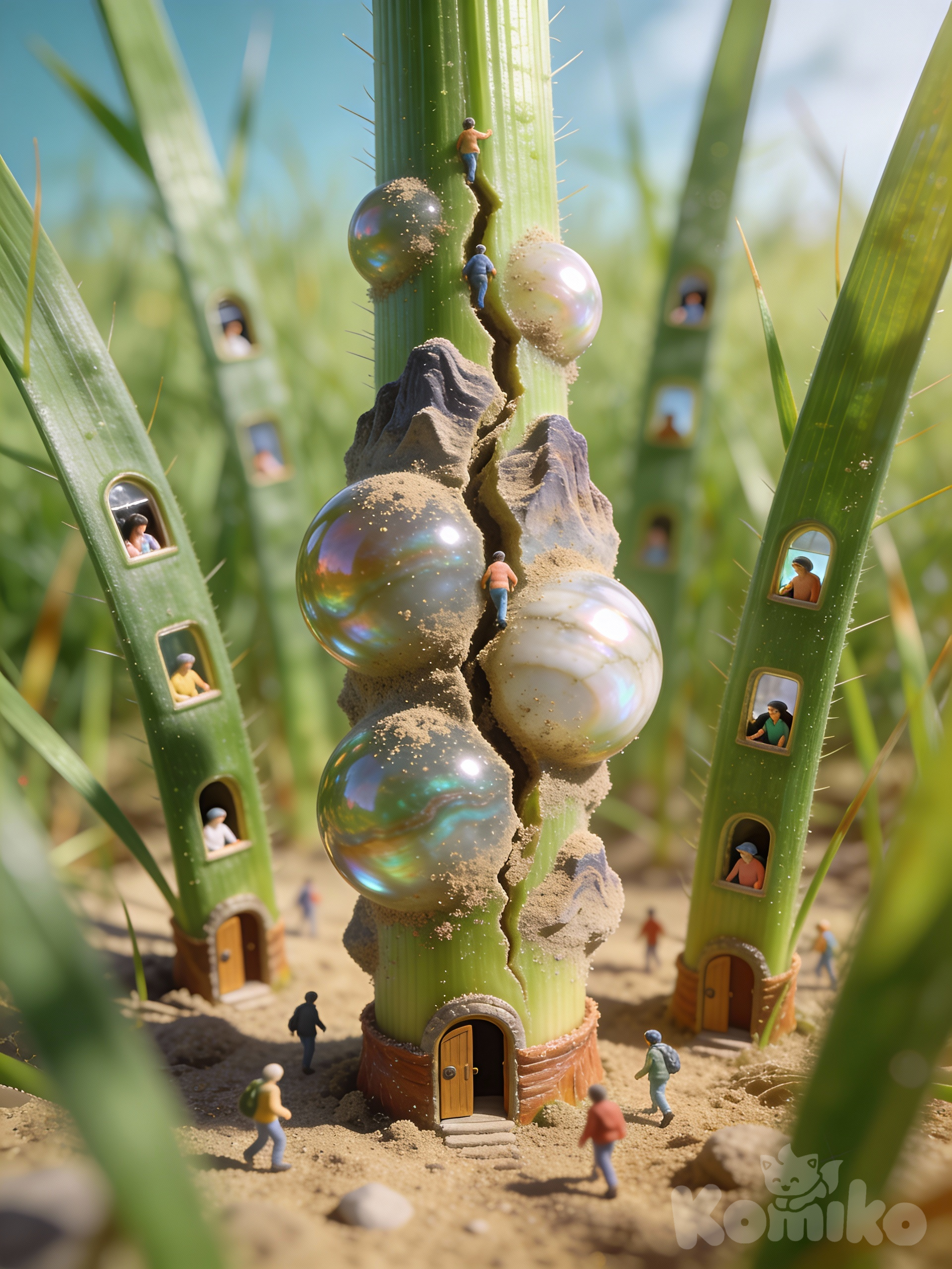 The tiny land of people inhabiting grass