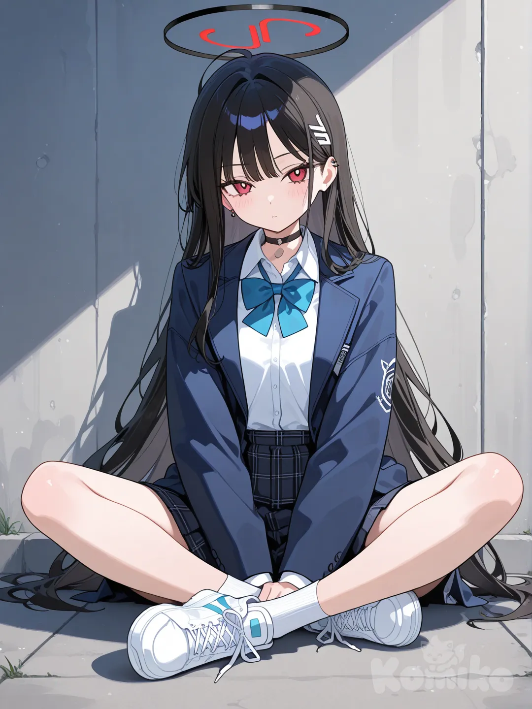 1girl, sitting on the ground