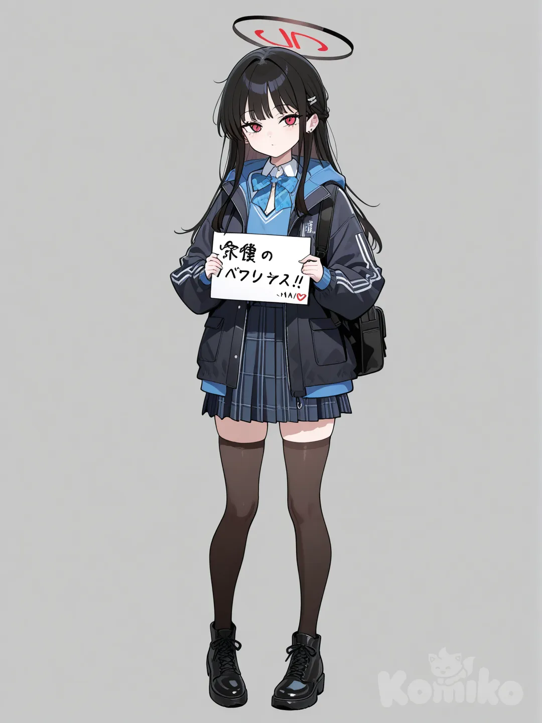 1girl, holding sign, full body