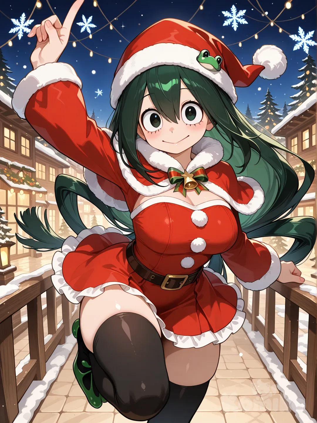 Tsuyu asui con ropa navideña 2025.