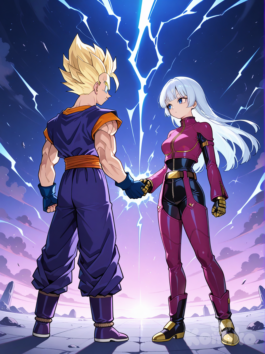 Gohan y Kula Diamond unen fuerzas.
