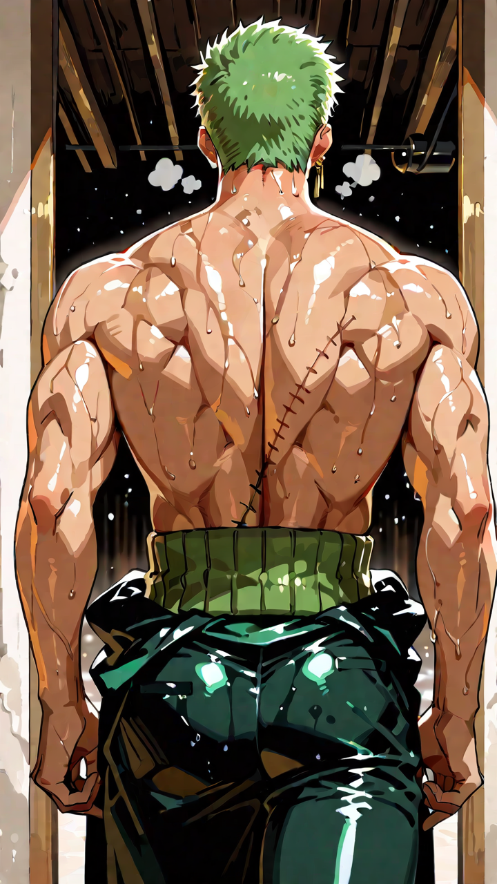 Boy muscle, Roronoa Zoro, wet