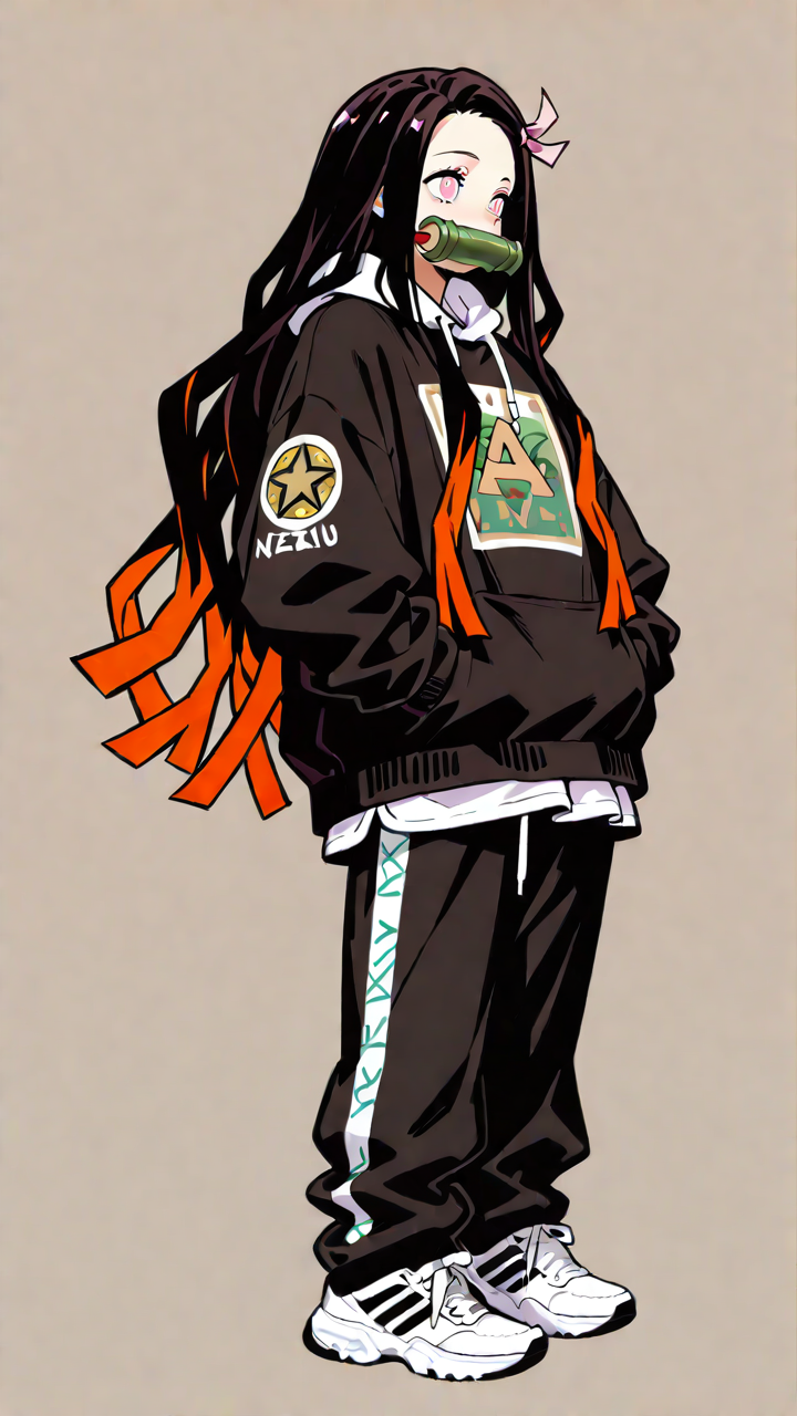 kamado nezuko, streetwear urban, GTA, simple background