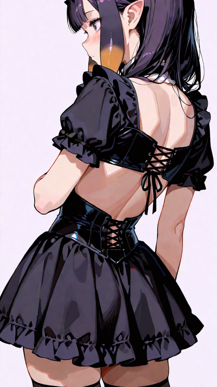 sexy clothes, kawaii gothic, simple background, Ninomae Ina'Nis