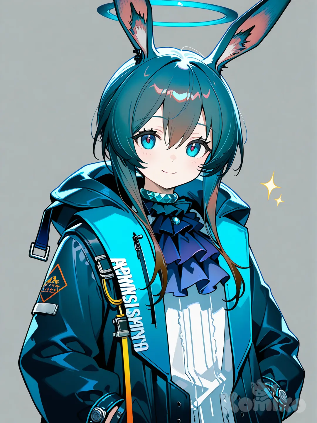 @Amiya_(Arknights), hands in pockets, smile, upper body