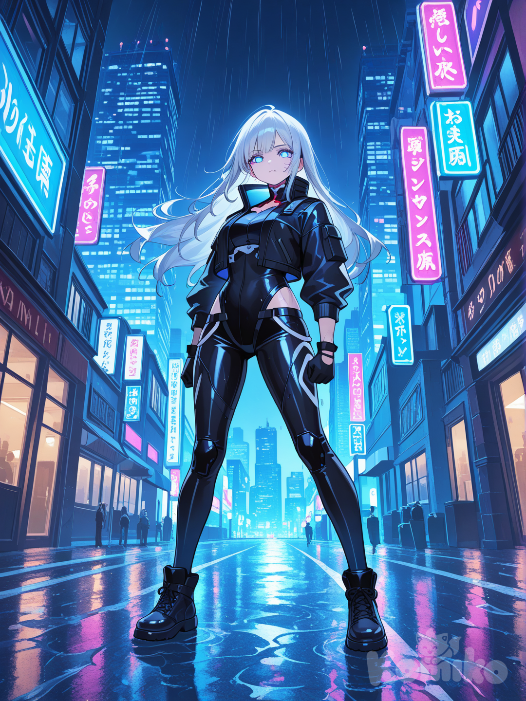 night in futuristic Tokyo