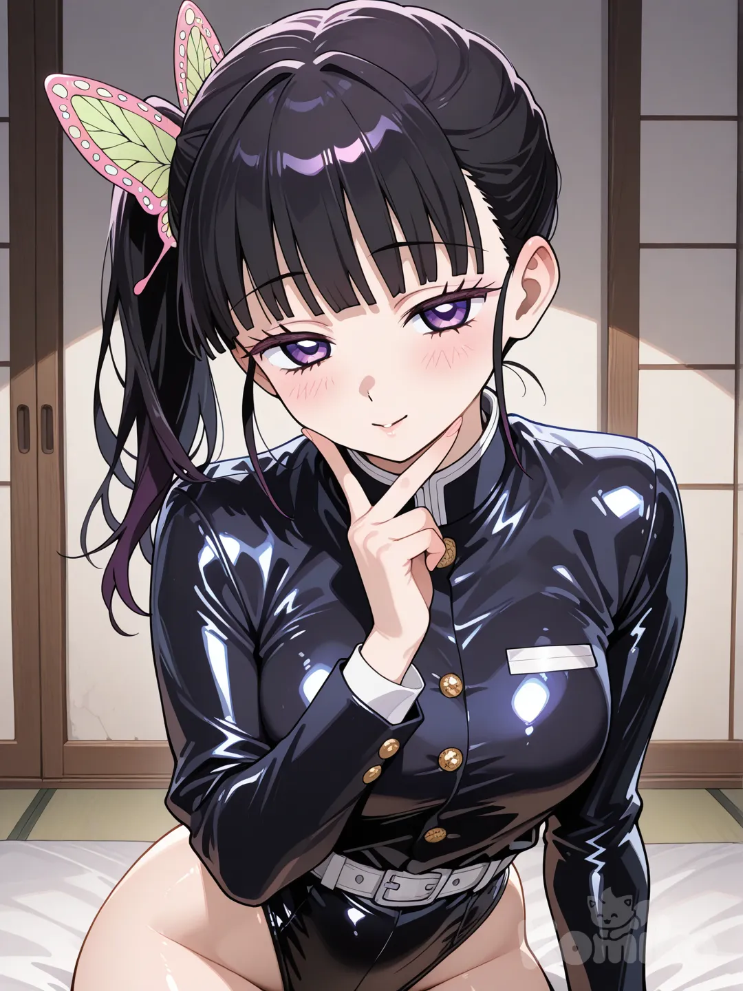 Hentai, @Tsuyuri_Kanao con leotardo de latex puesto