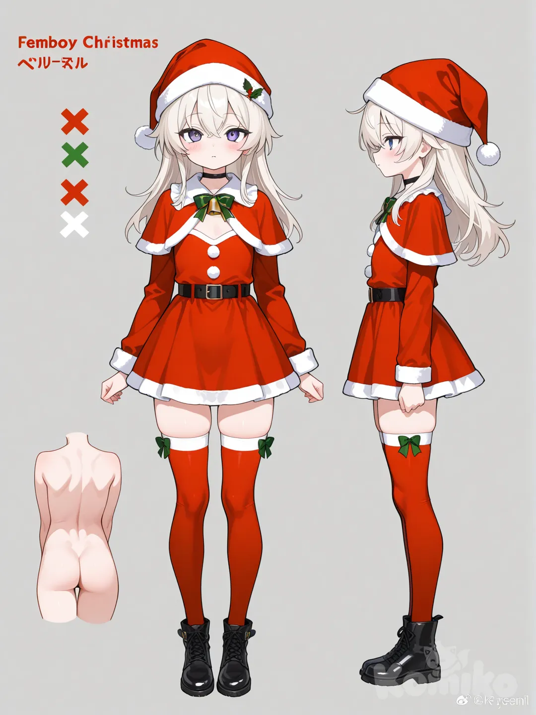 girl, christmas outfit, reference sheet