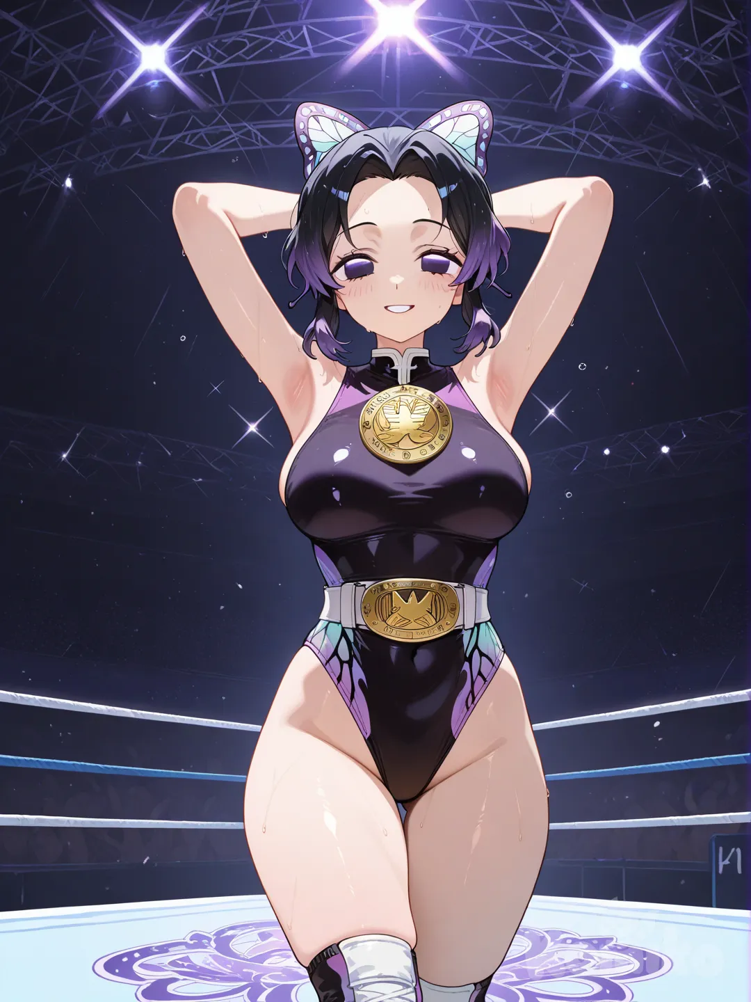 kochou shinobu, first place, winner, Best player, wrestling ring, wrestling outfit
