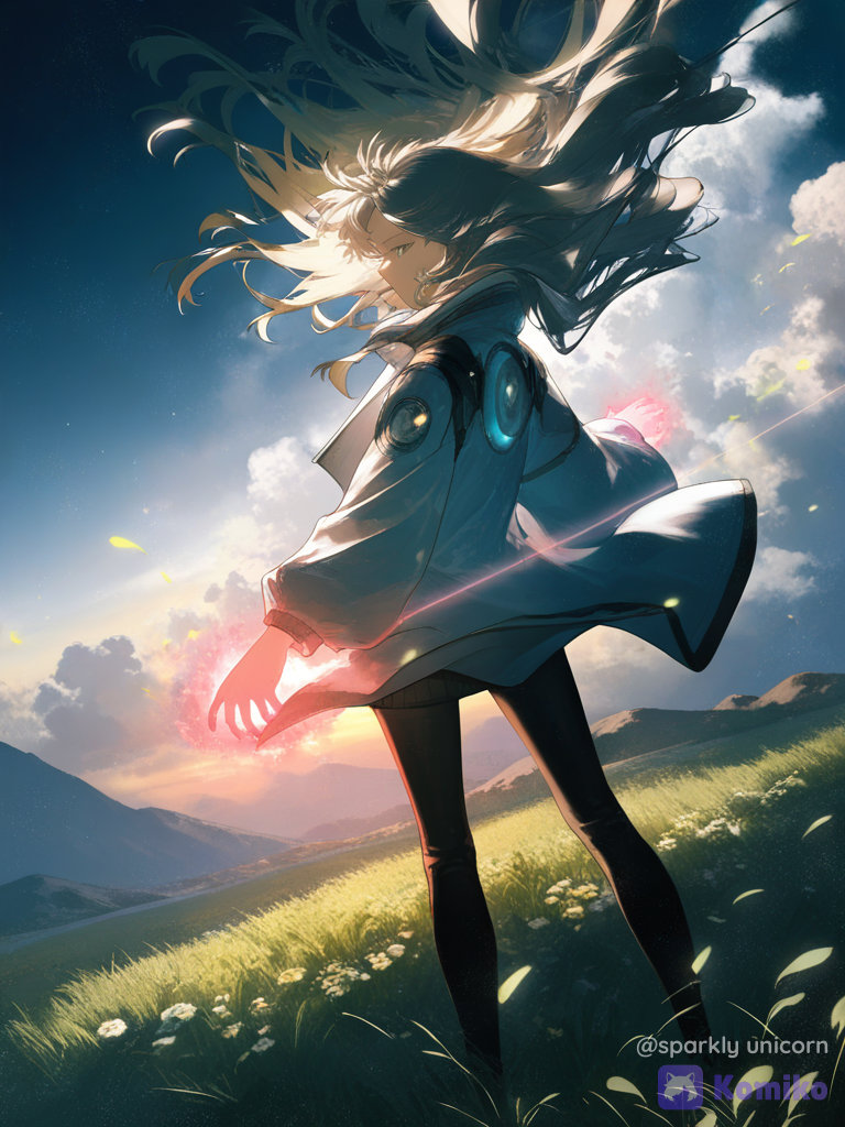 [moody-glow-style]faça a imagem de um personagem controlando uma grama de antimatéria
