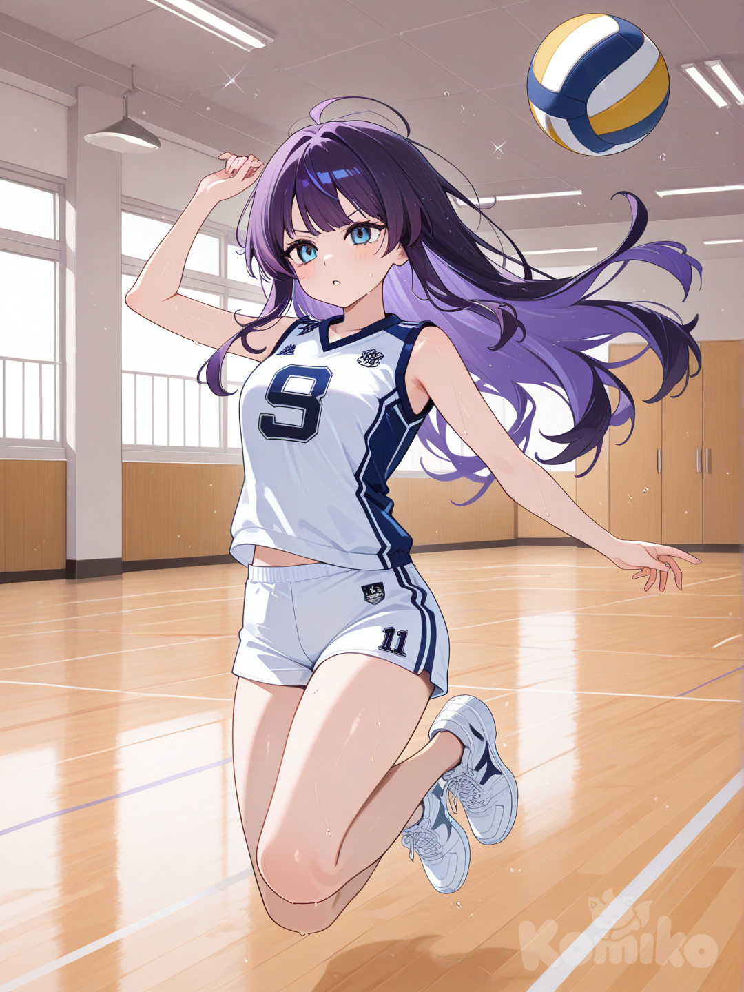 Calypso playing volleyball