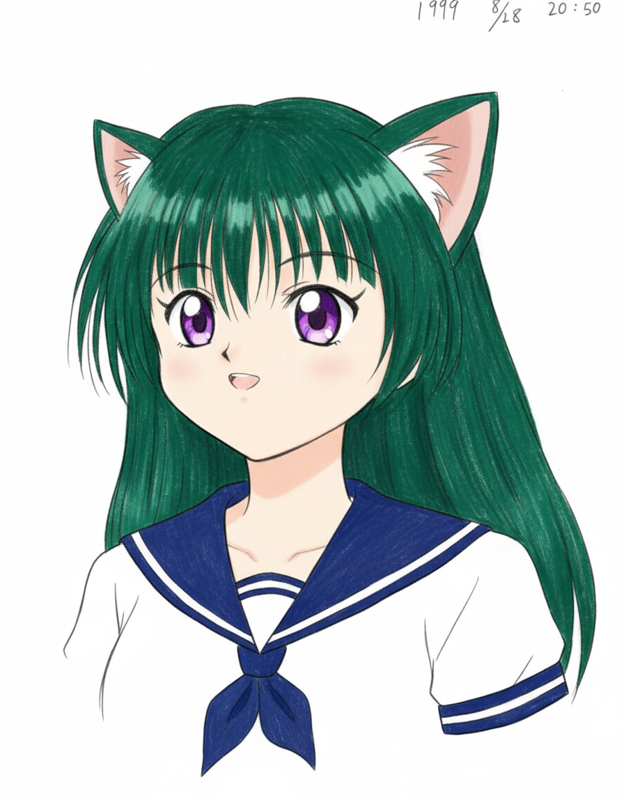 猫耳のセーラー服女子