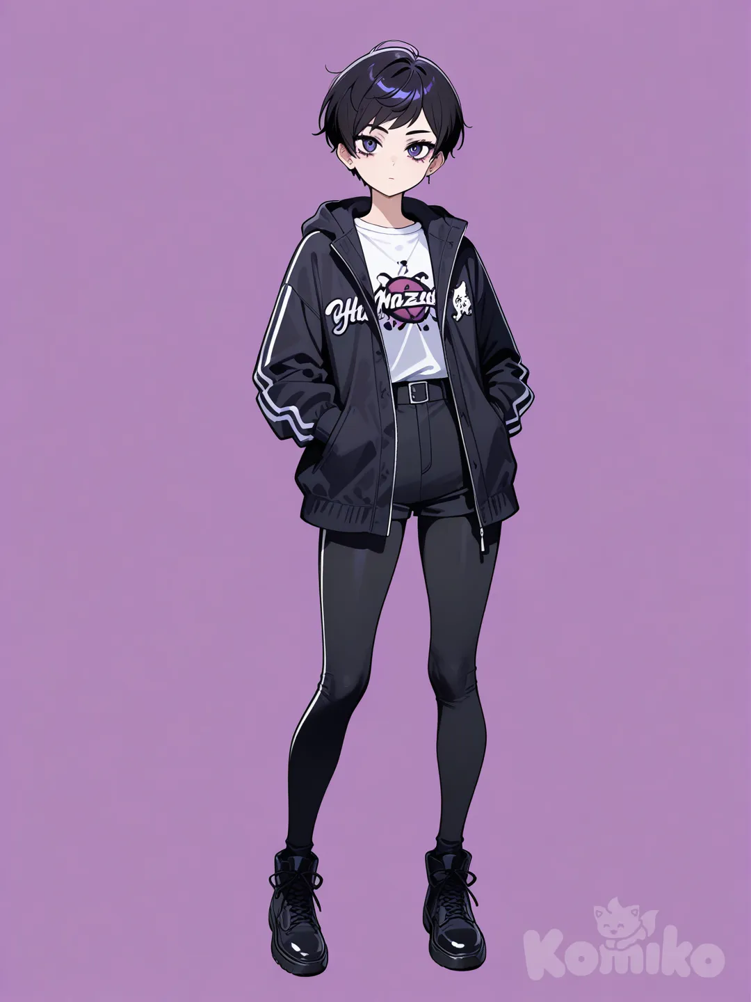 1girl, pixie cut, full body