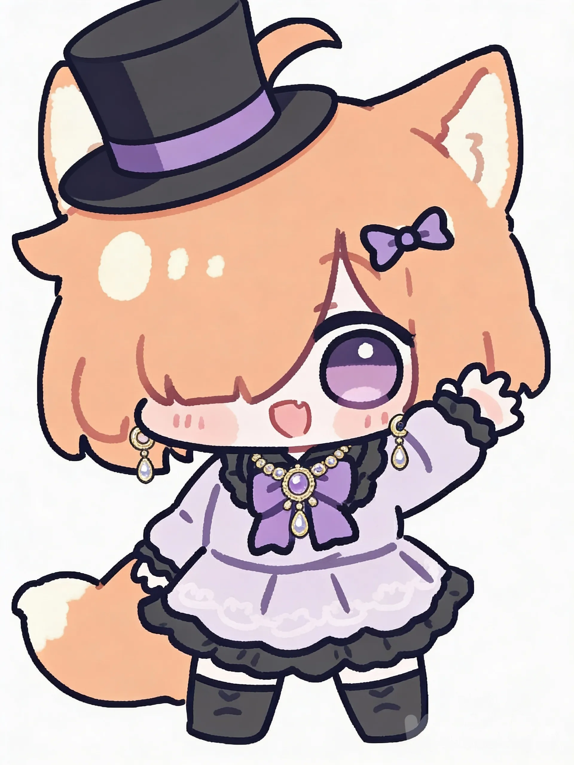 1girl, @Komiko_Chan, full body, jewelry, top hat