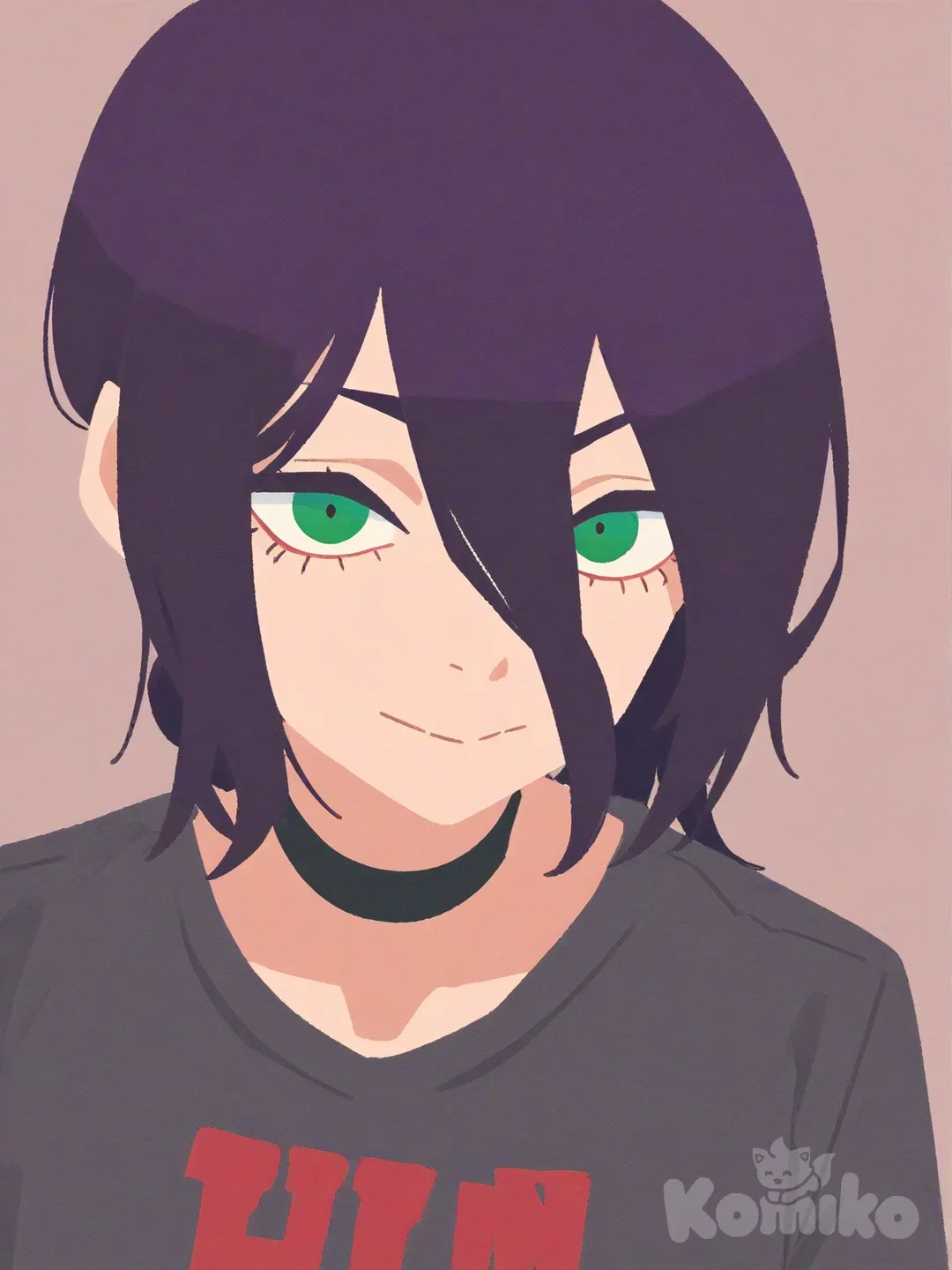 @Reze_(Chainsaw_Man), t-shirt, headshot, [flat-illustration-style]