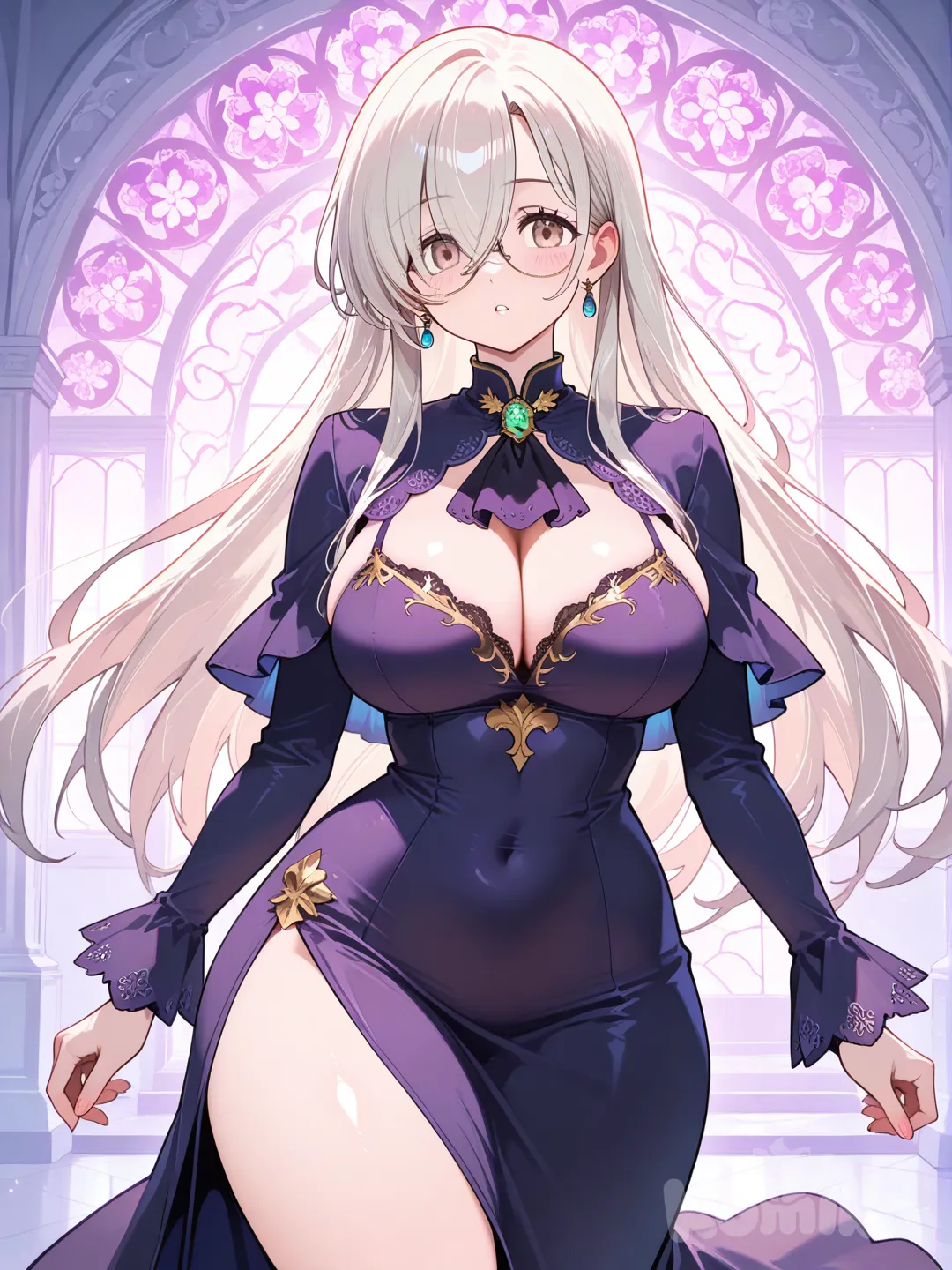 Una obra maestra altamente detallada de Elisabeth liones con con cuerpo voluptuoso y curvineo Elisabeth mantiene el mismo vestido