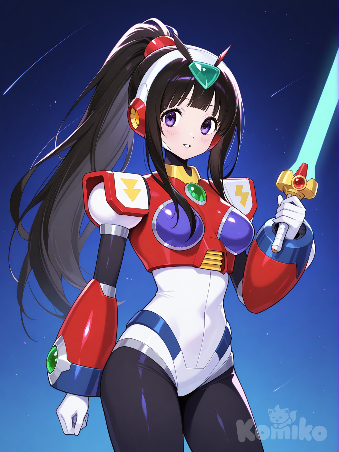 Chitanda Eru as Zero MMX  black hair, violet eye