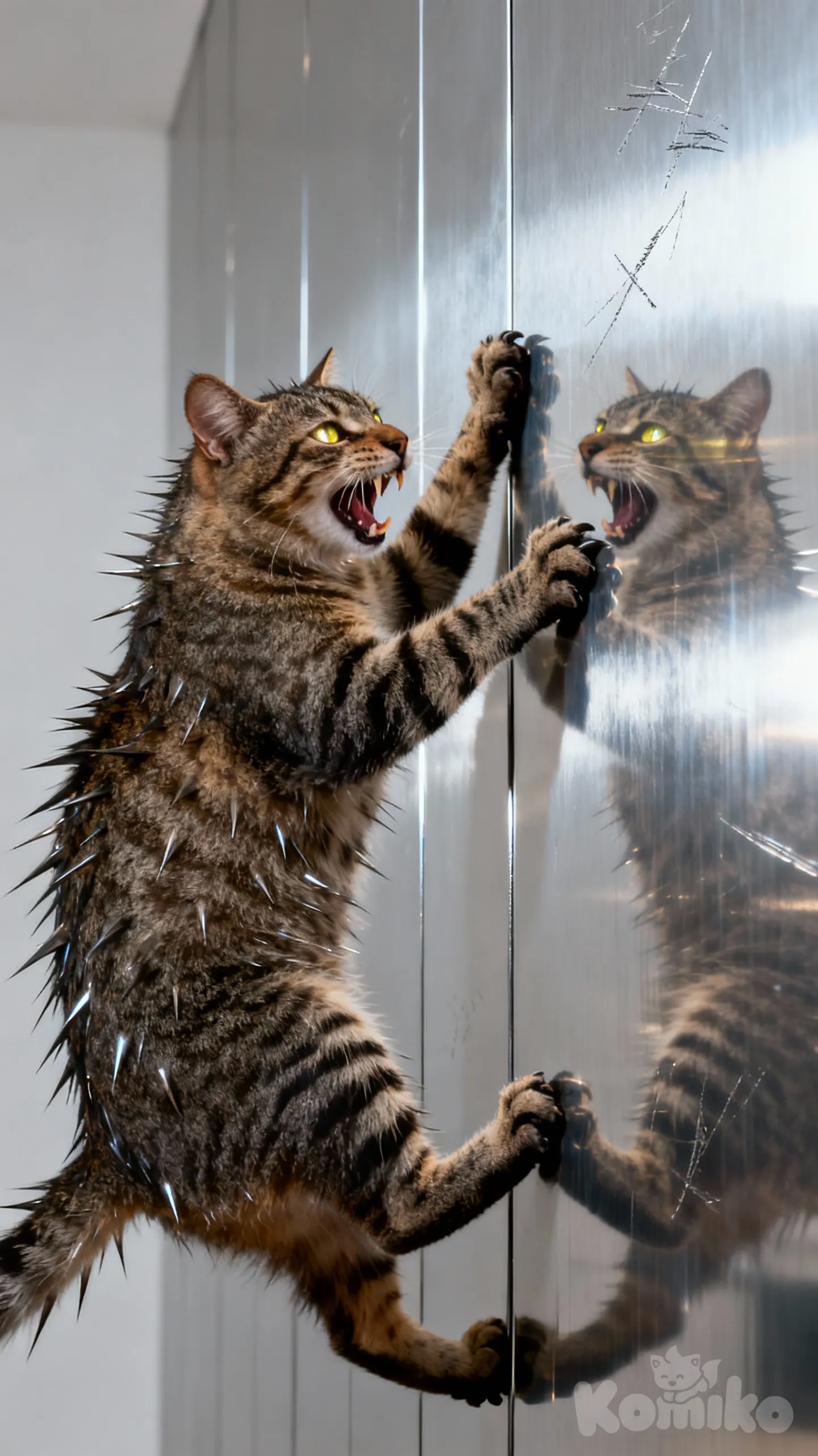 Fighting Meowy Own Reflection