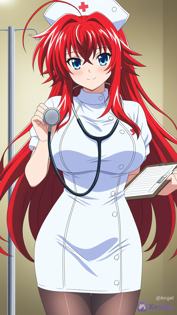 [bright-anime-style]Rias Gremory, médica fofinha, trabalhando em um hospital