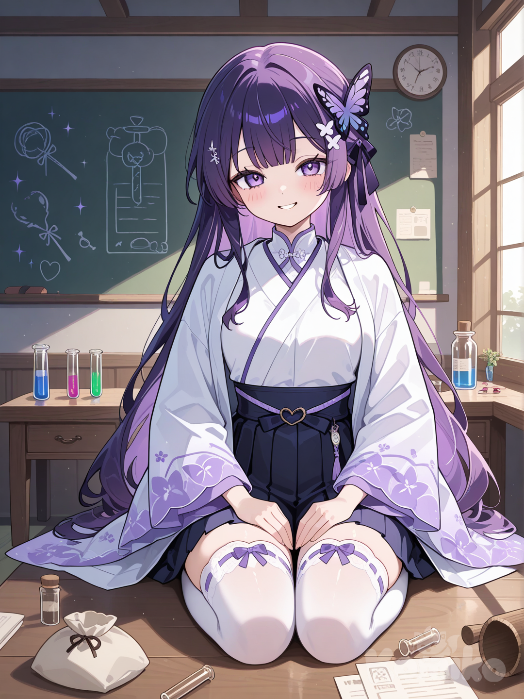 Woman sitting on desk