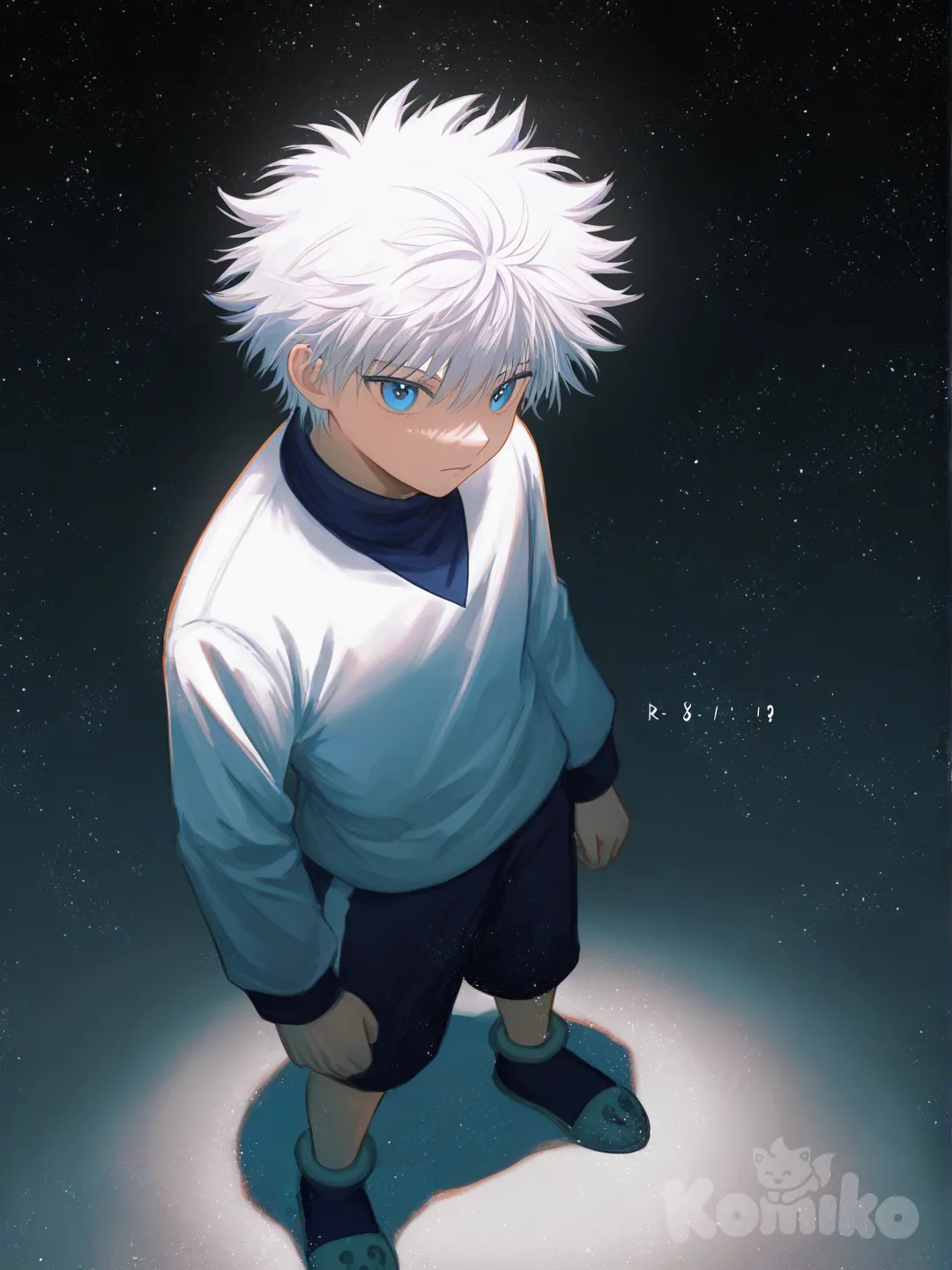 Kurapika, Killua Zoldyck, [moody-glow-style], portrait, full body