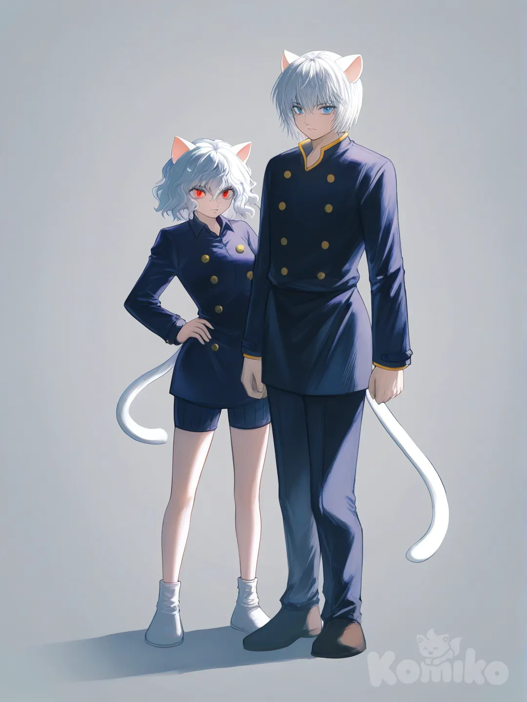 Kurapika, Neferpitou, [moody-glow-style], portrait, full body