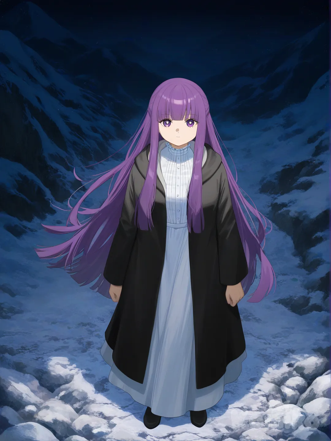 Fern (Sousou No ), Fern (Sousou No ), Fern (Sousou No Frieren), Kurapika, [moody-glow-style], portrait, full body