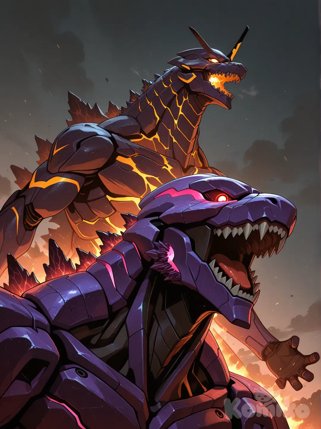 @Eva_01 vs Godzilla, portrait