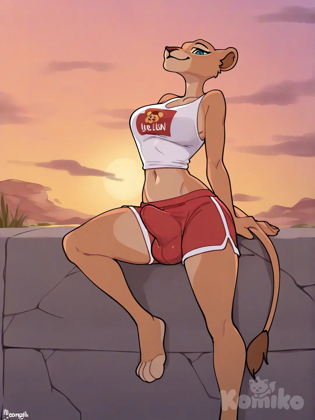 futanari bulge, médium hard Dick, disney , Nala , [clean-lines-style]