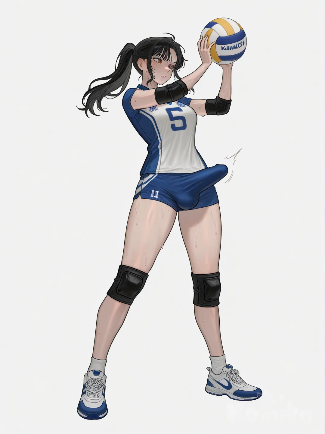 futanari bulge, médium hard Dick, lifestyle , [digital-painterly-style], full body, volleyball uniform