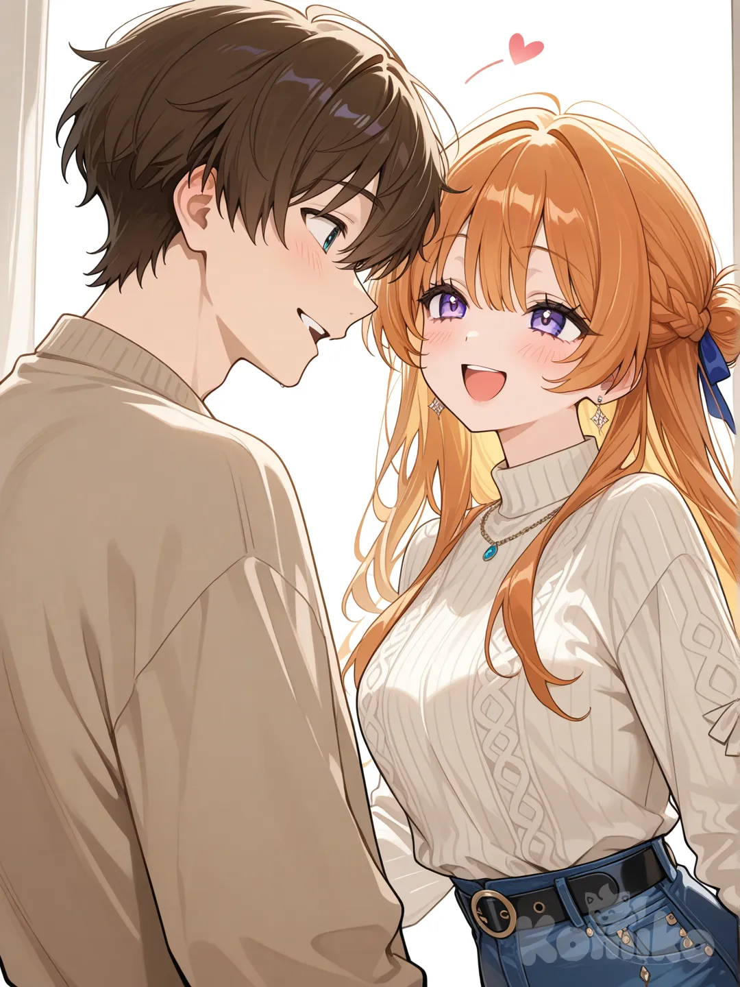 1boy, 1girl, 2people happy