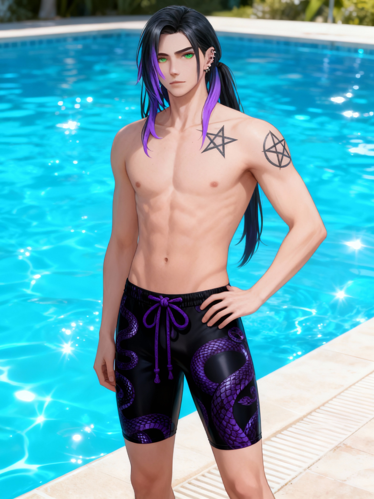 Basilisk in swimwear