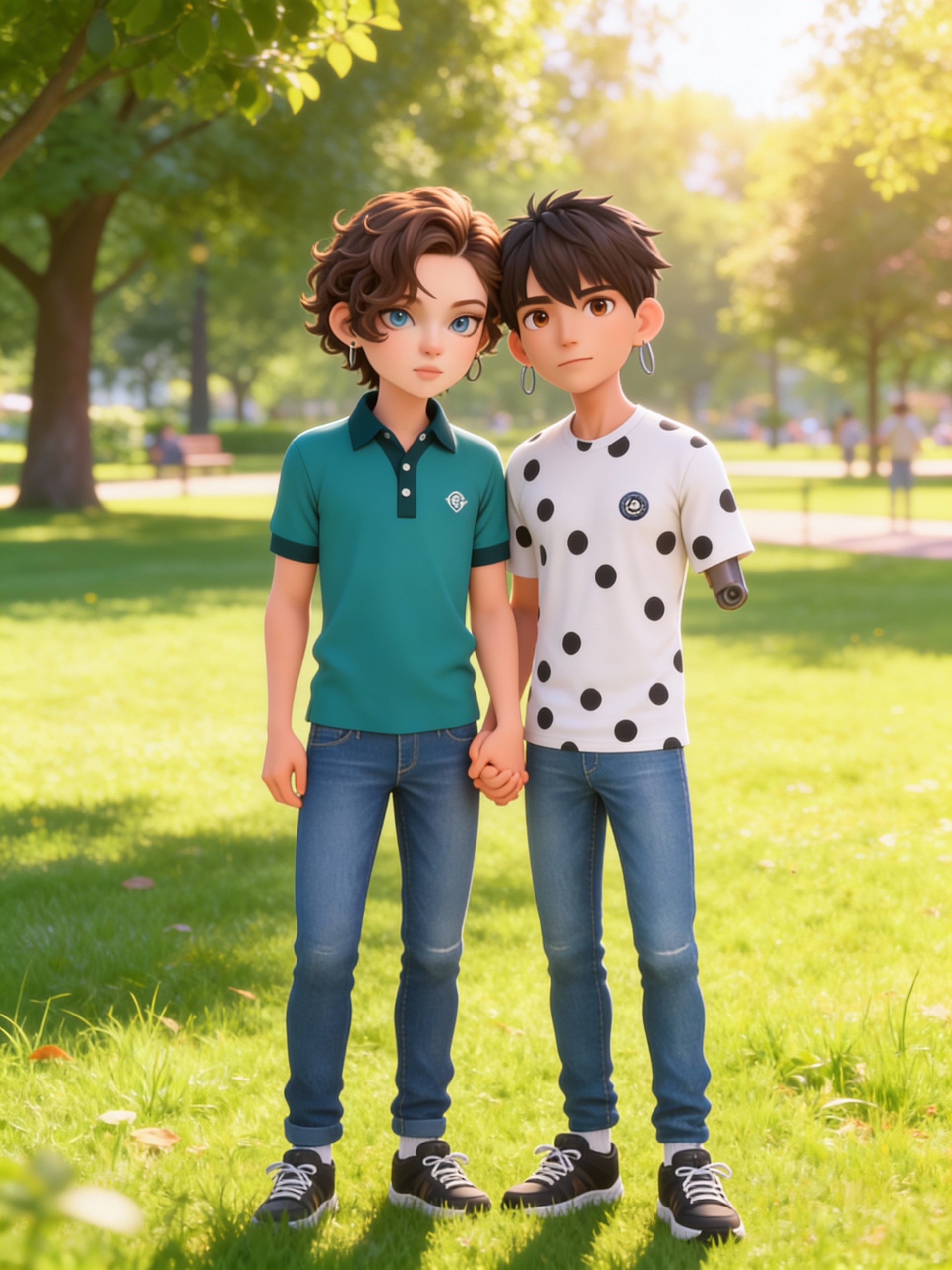 Justin and Gabriel, holding hands