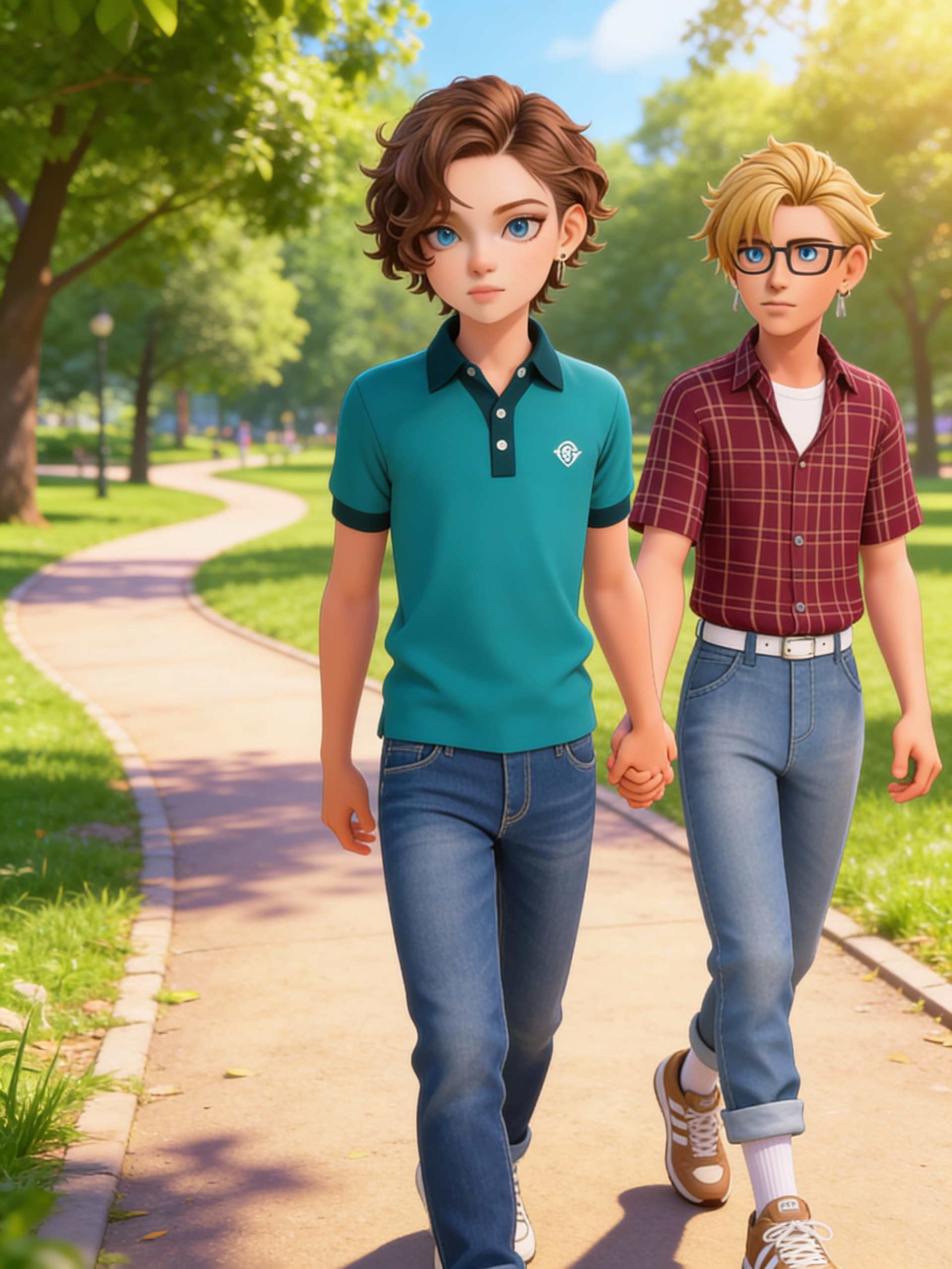 Justin and Louis, holding hands