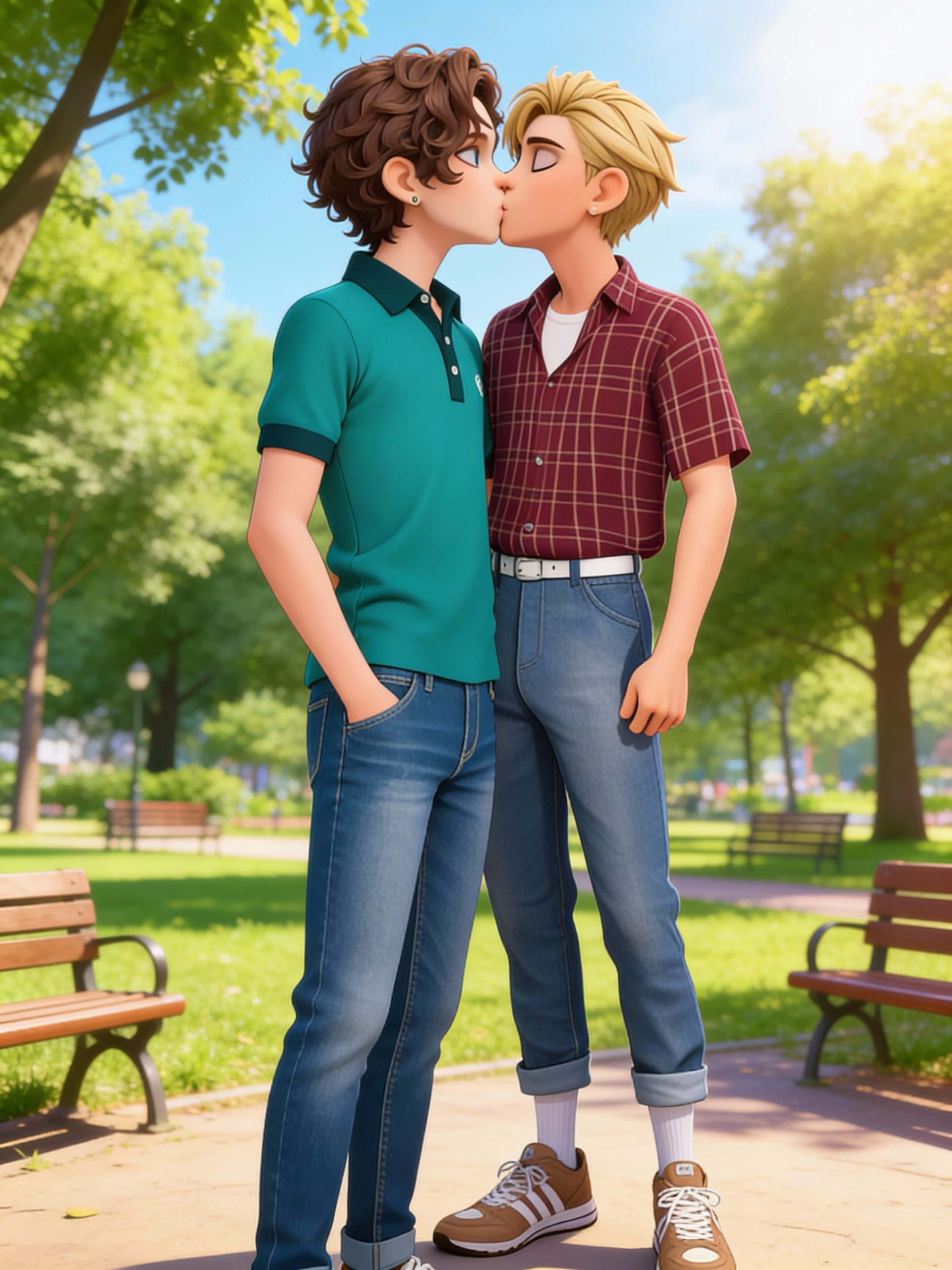 Justin and Louis, kissing