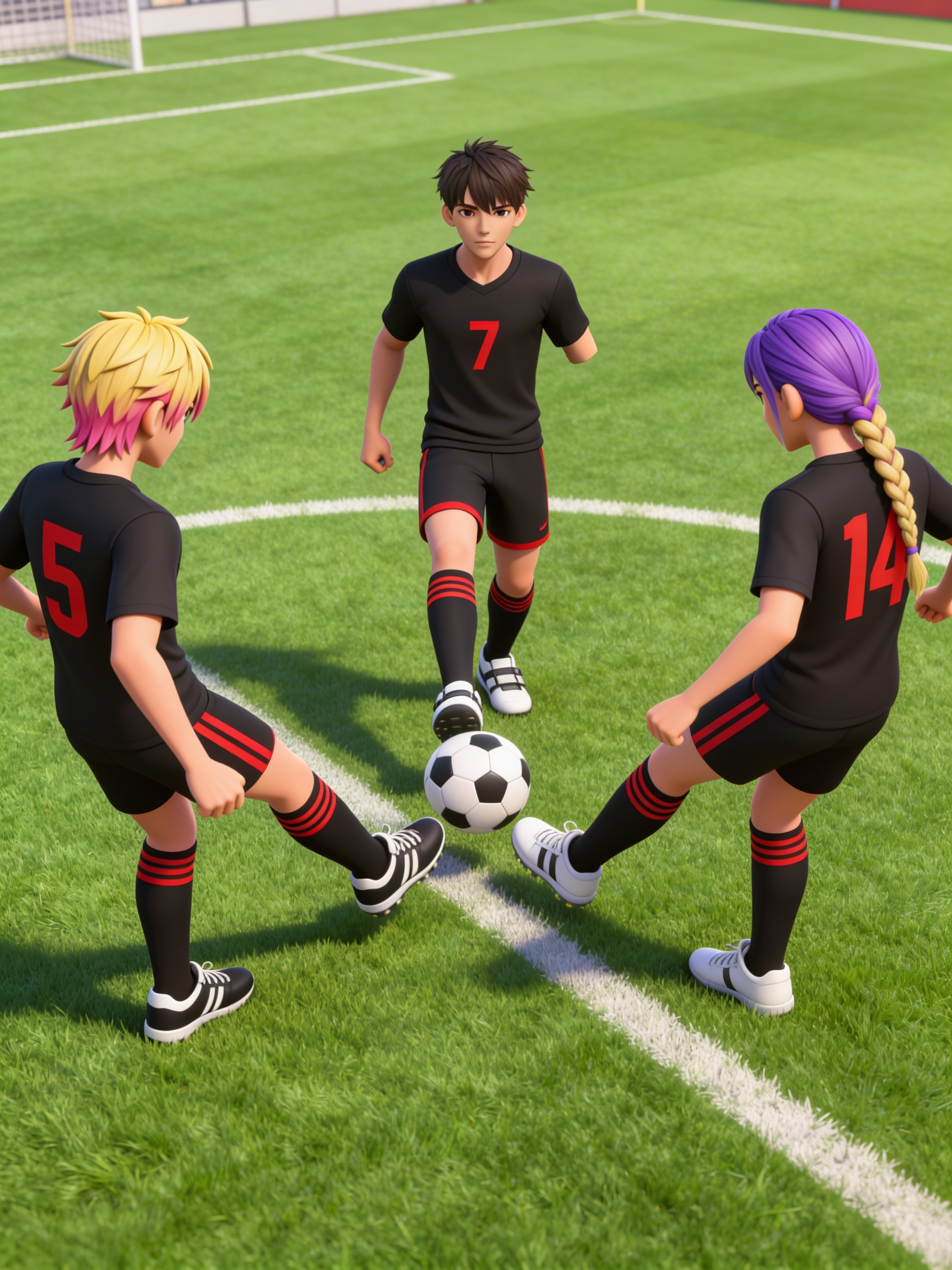 Ryu, Gabriel, and Andrew, playing Soccer