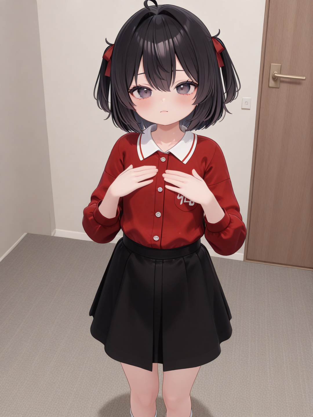 [3d-anime-style] 1girl, child, petite, black hair