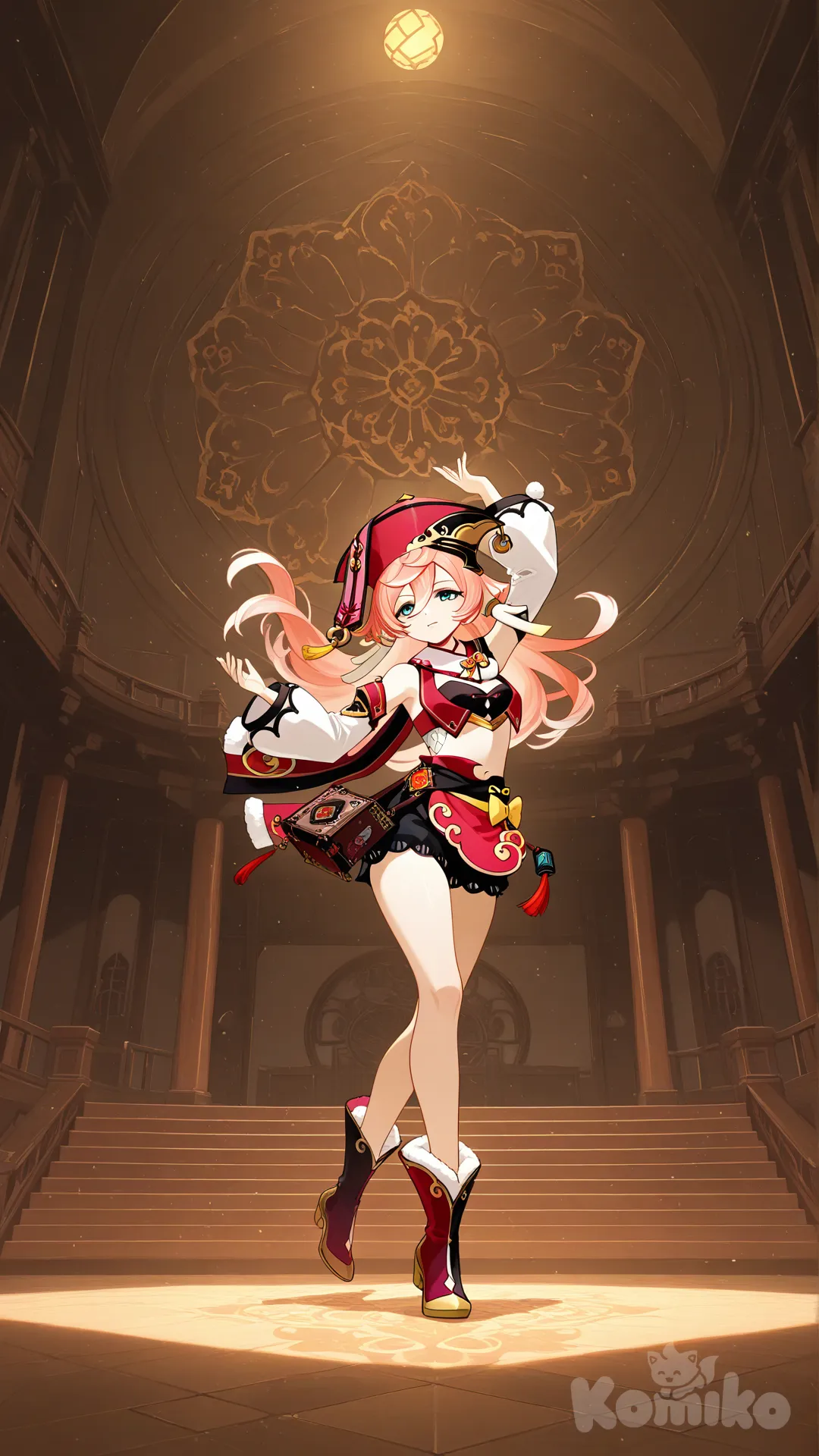 @Yanfei_(Genshin_Impact), ultra-, ultra-wide shot, portrait, headshot, full body, dancing