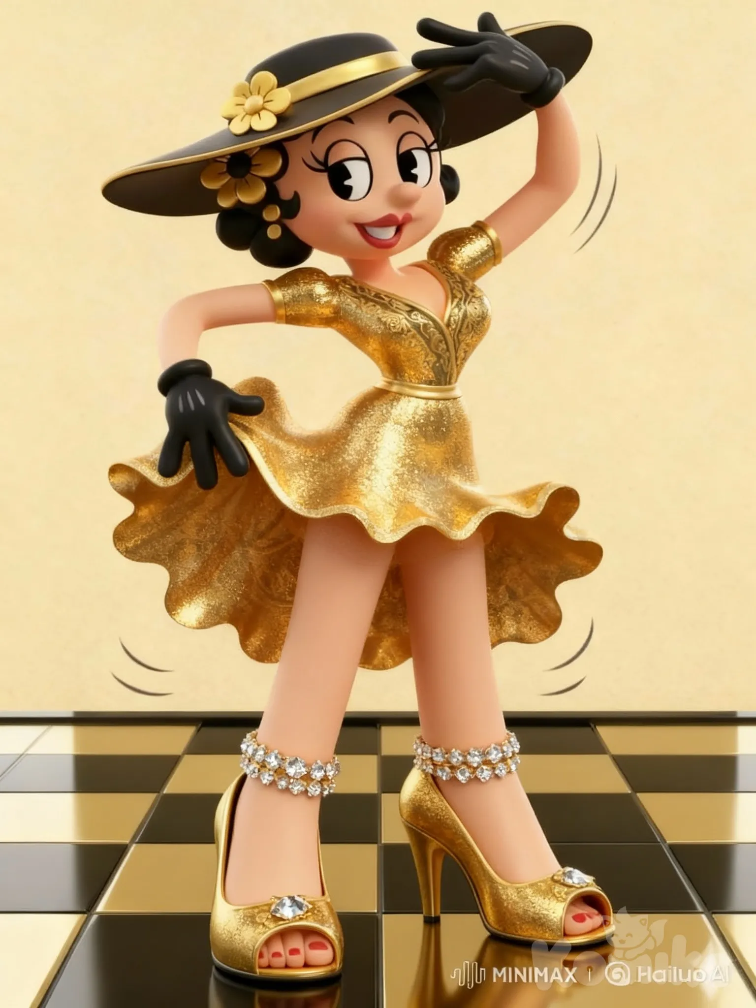 lady in gold with big shoes (1930s toon) part 2