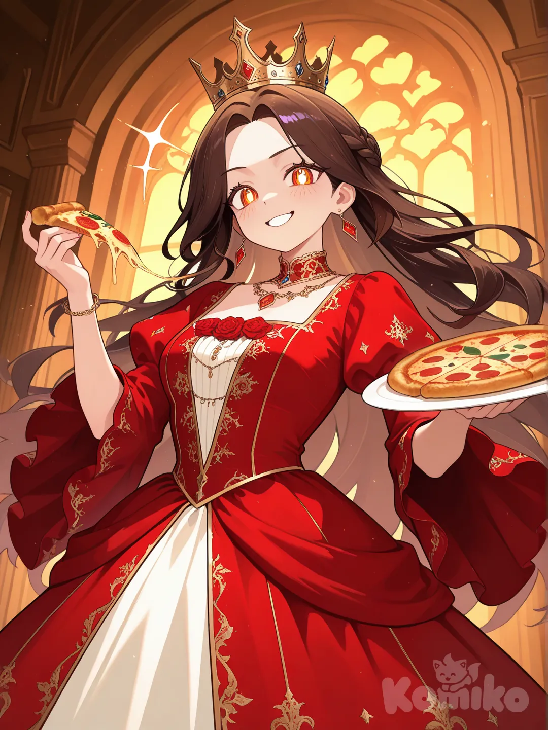 She's the Queen! JellyGelly Thirteen is the feistiest most hyperactive queen you'll have ever seen. With a slice of pizza in her hand and her best intentions at heart, you'll never be down when this queen's around!"
Personality

JellyGelly feels somewhat of a caretaker. As seen in Friends Beyond Ten, she was always interested into giving the Fanagrams a home and the warmth for the cold.