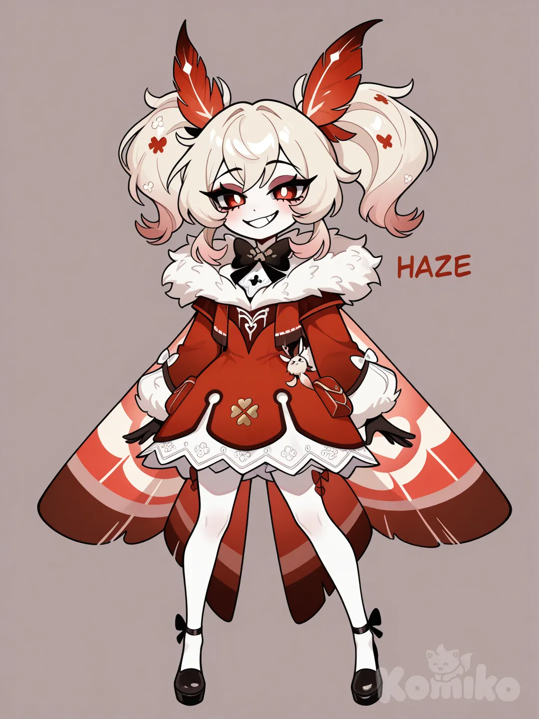 Moth, girl, full body, fluff, @Husk, hazbin hotel, simple, teenager, sassy, @Klee_(Genshin_Impact), big pretty wings