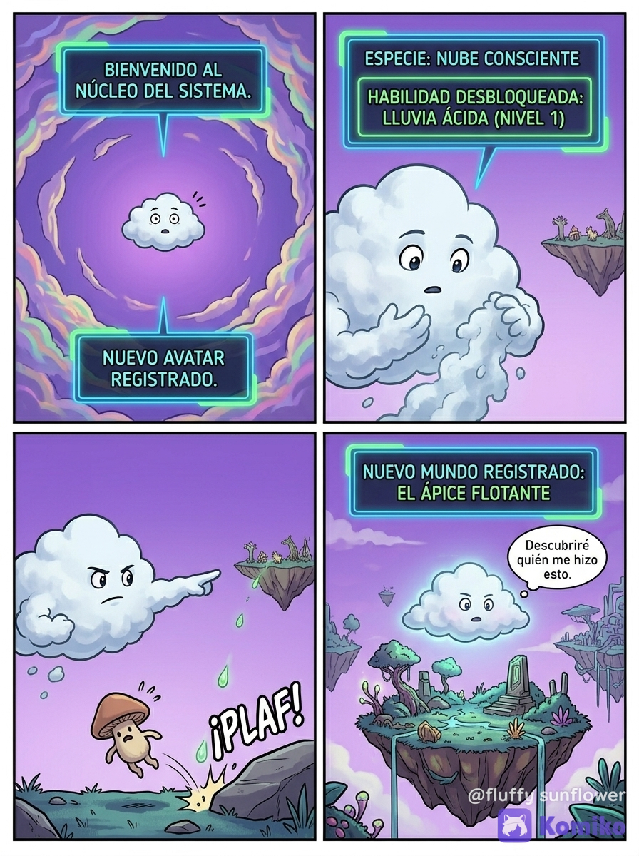 Es un tipo llamado luky el cual vive en Japón y tiene 34 años solia ser buena persona asta que murió por qué le pusieron un veneno y termino reencarnando como una nube llamado narube el cual ahora tiene un sistema el cual le desbloquea habilidades y ahora tiene uj nuevo mundo