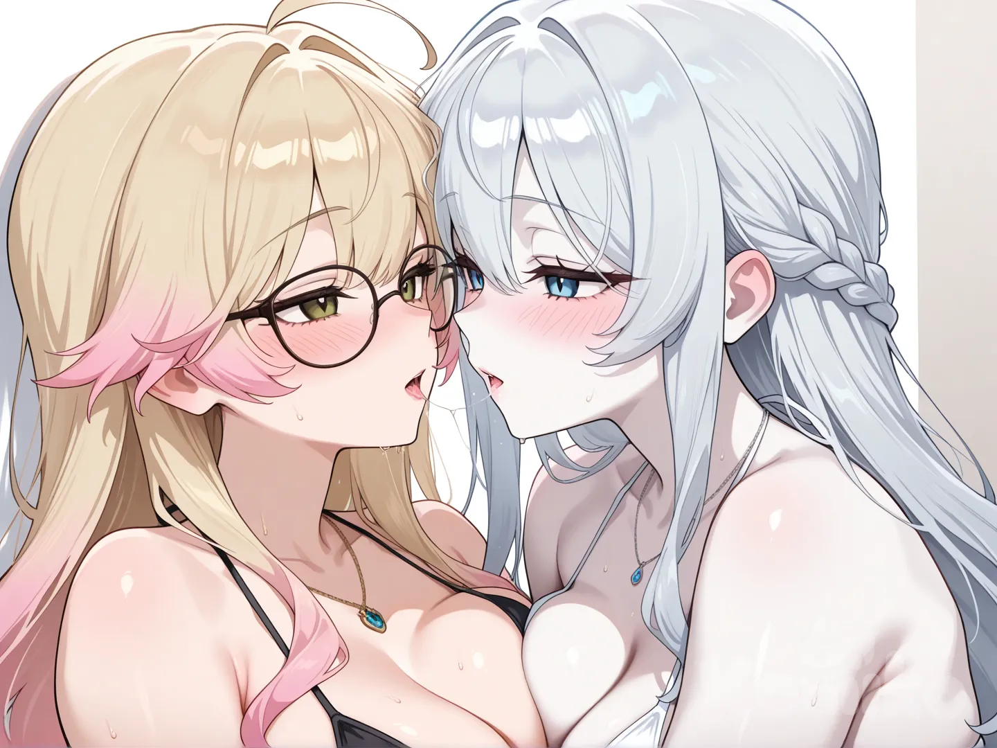 @elara-voss-TS3H, @alya-kujou-bZMD, og, yuri, sex, after kiss, black bikini, white bikini, 2girls