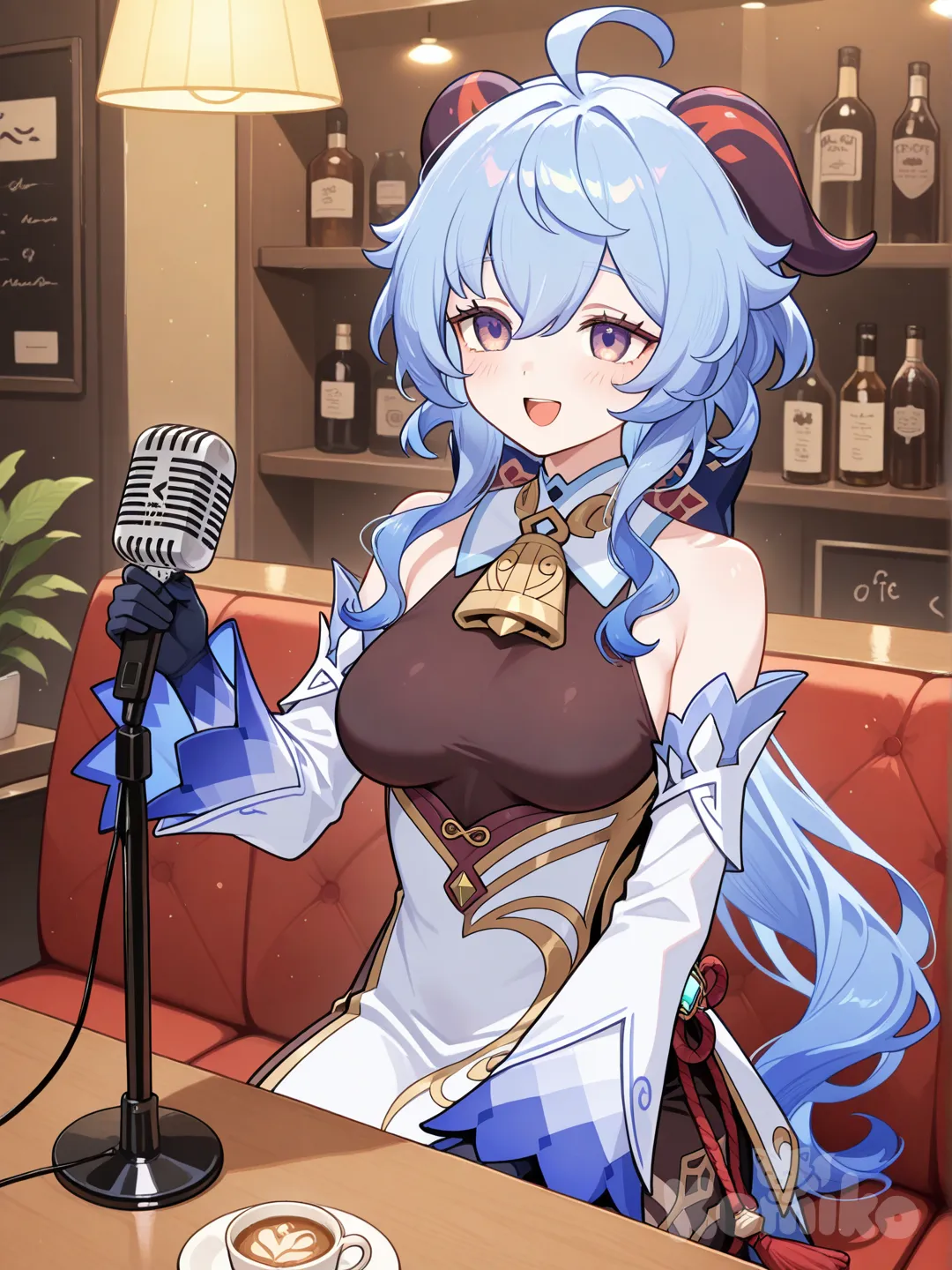 @Ganyu_(Genshin_Impact), singing, cafe