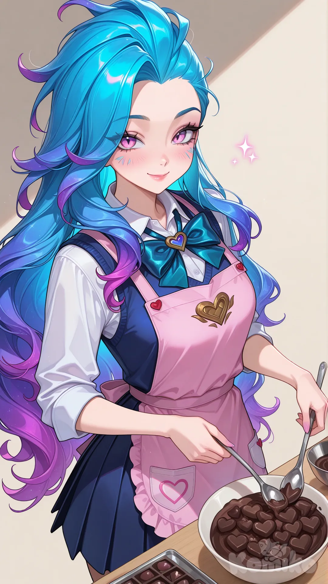 @Seraphine_(League_Of_Legends), school vest, te fazendo chocolate