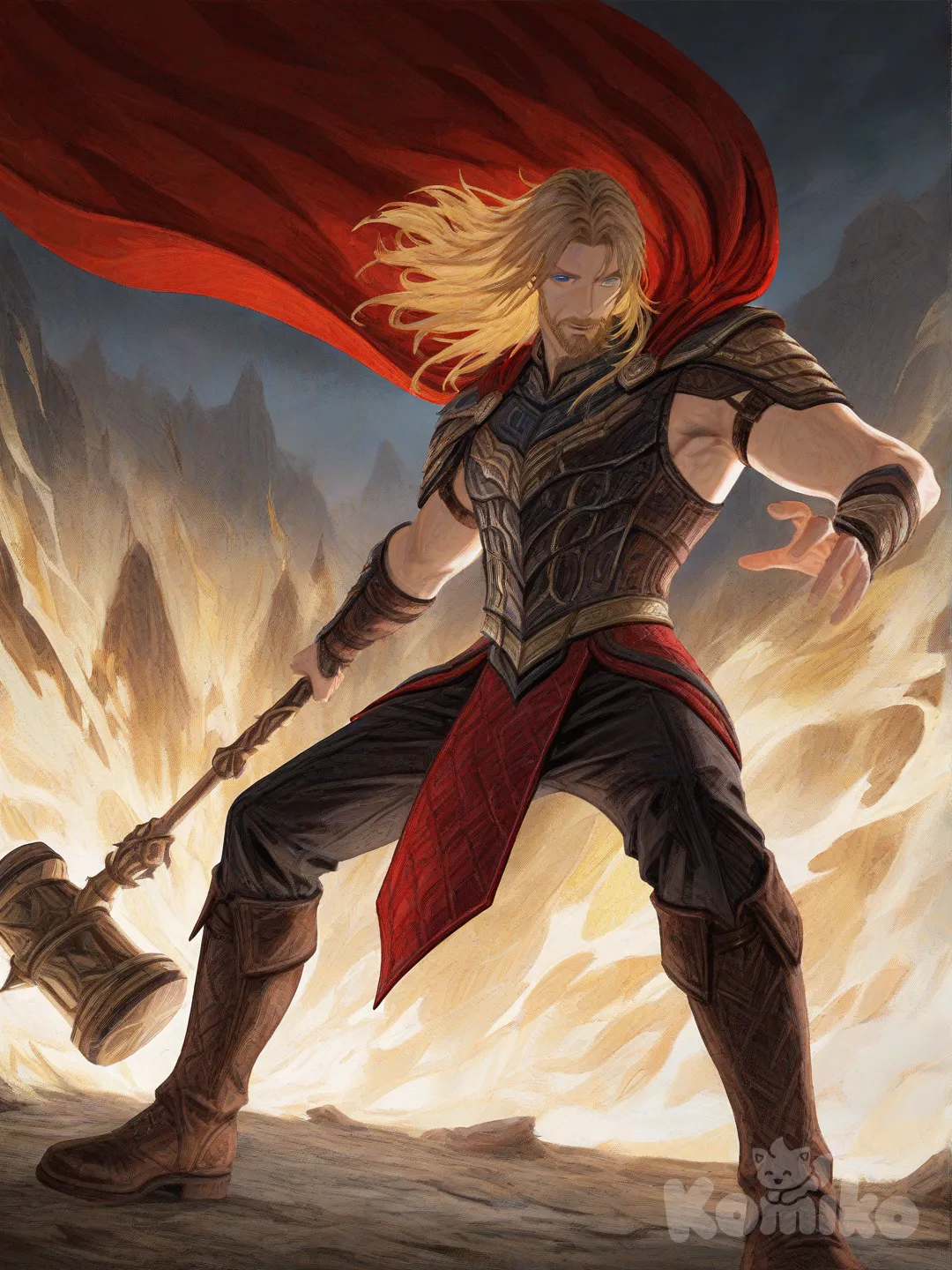 Thor , [gothic-oil-painting-style]